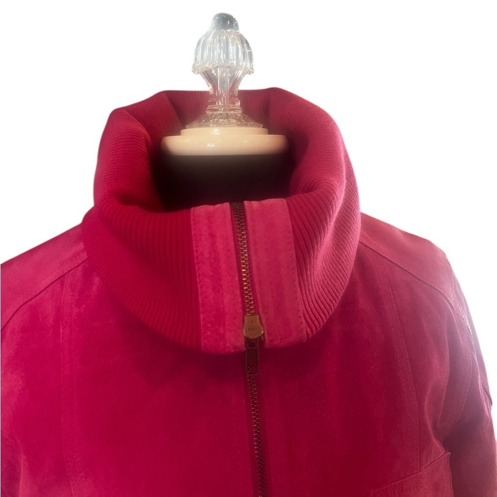 NWT NOS Cuero Pink Fuchsia Suede Bomber Jacket Vintage 2000 Medium - Picture 6 of 15